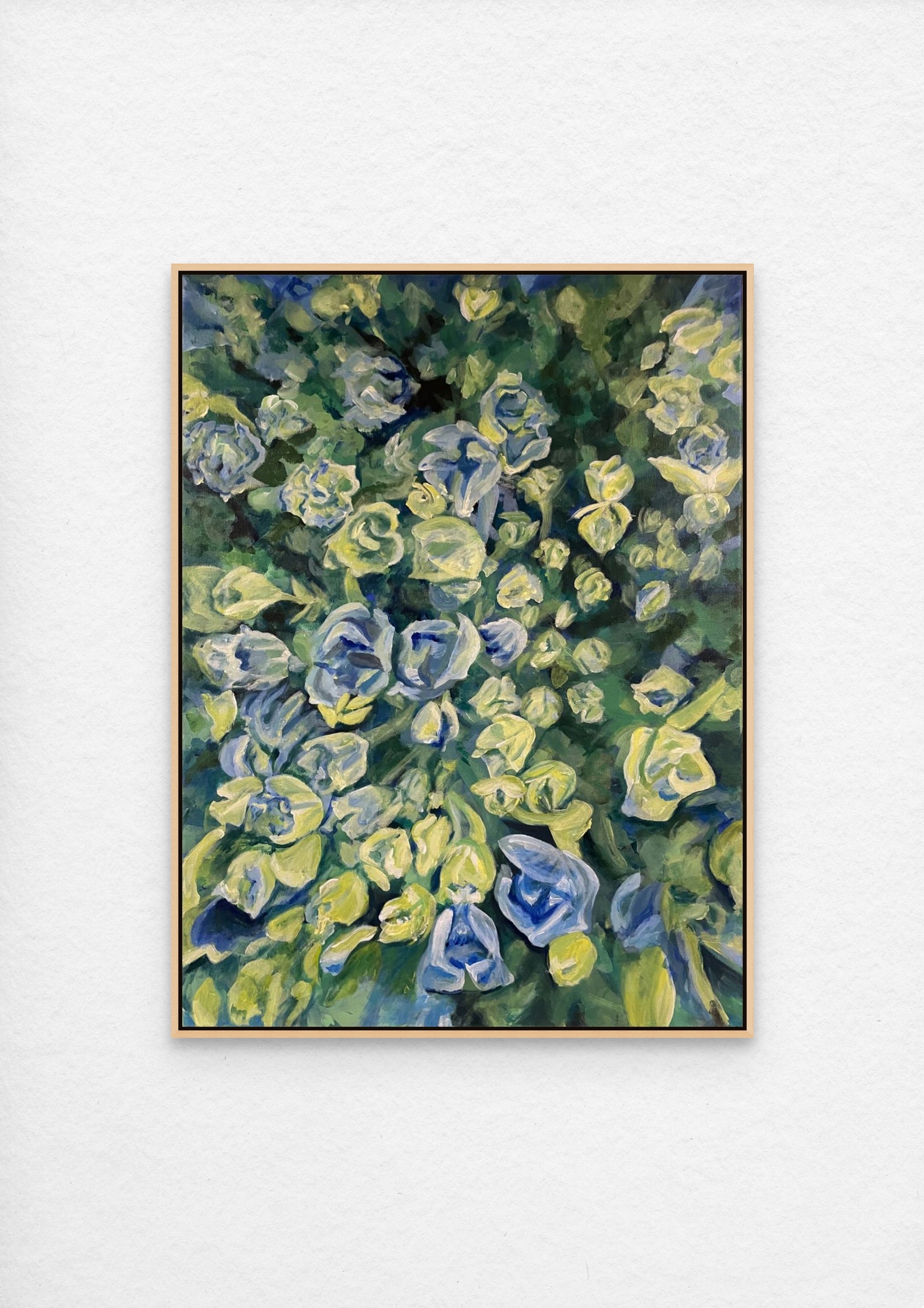 Painting of blue and yellow flowers