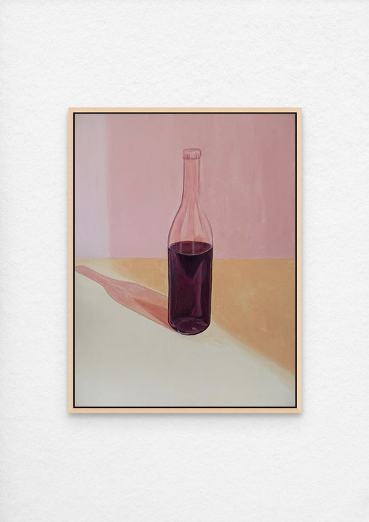 Painting of a bottle of red wine